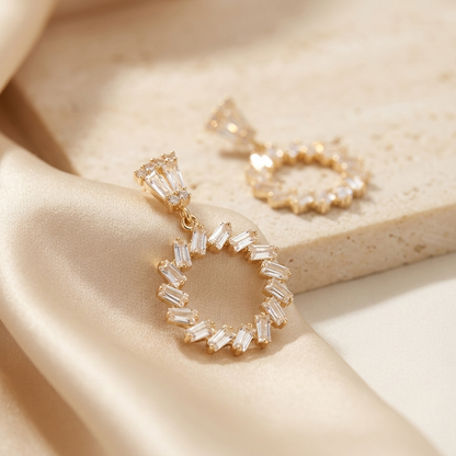 Crystal Circle Drop Earrings