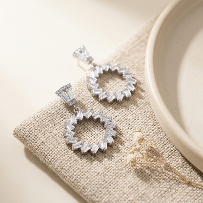 Crystal Circle Drop Earrings