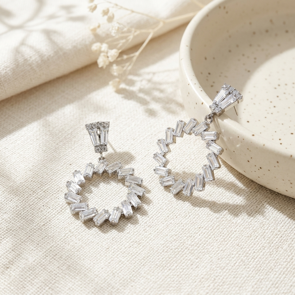 Crystal Circle Drop Earrings
