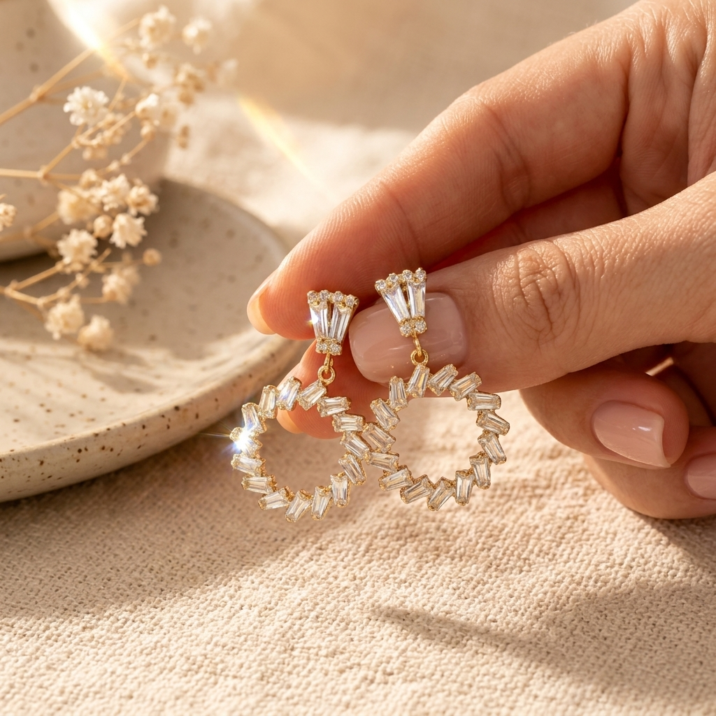 Crystal Circle Drop Earrings