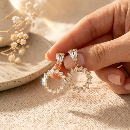 Crystal Circle Drop Earrings