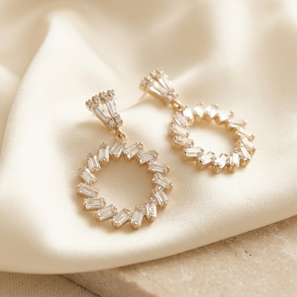 Crystal Circle Drop Earrings