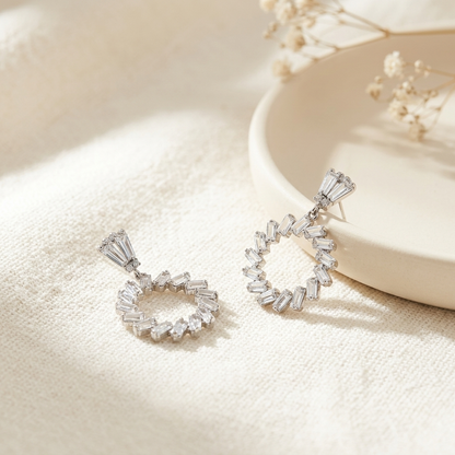 Crystal Circle Drop Earrings
