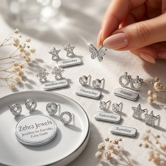7 Days of Sparkle — Weekly Stud Earring Set (7 Pairs) – Silver