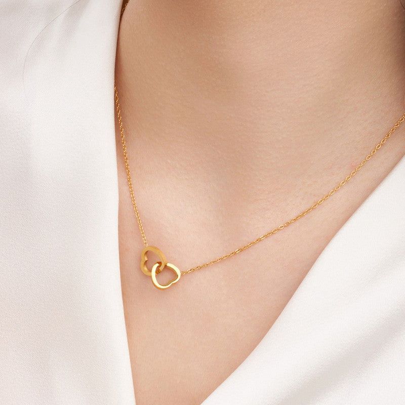 Interlocking Heart Necklace worn