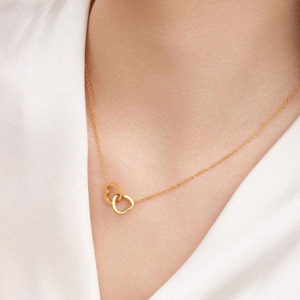 Interlocking Heart Necklace worn