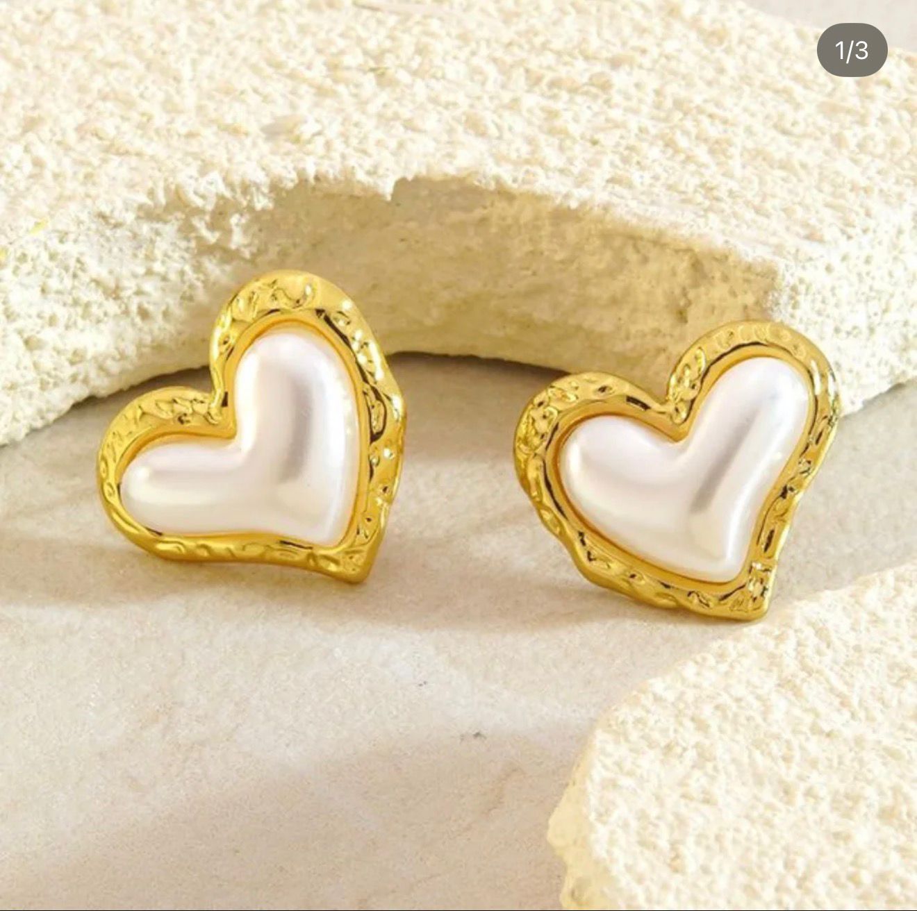 Pearl Heart Stud Earrings