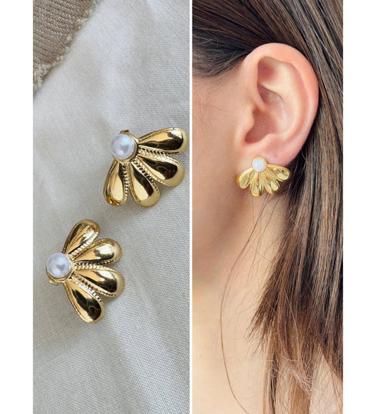 Pearl Stud Earrings worn